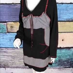 STRIPED PATCHWORK KNIT DRESS